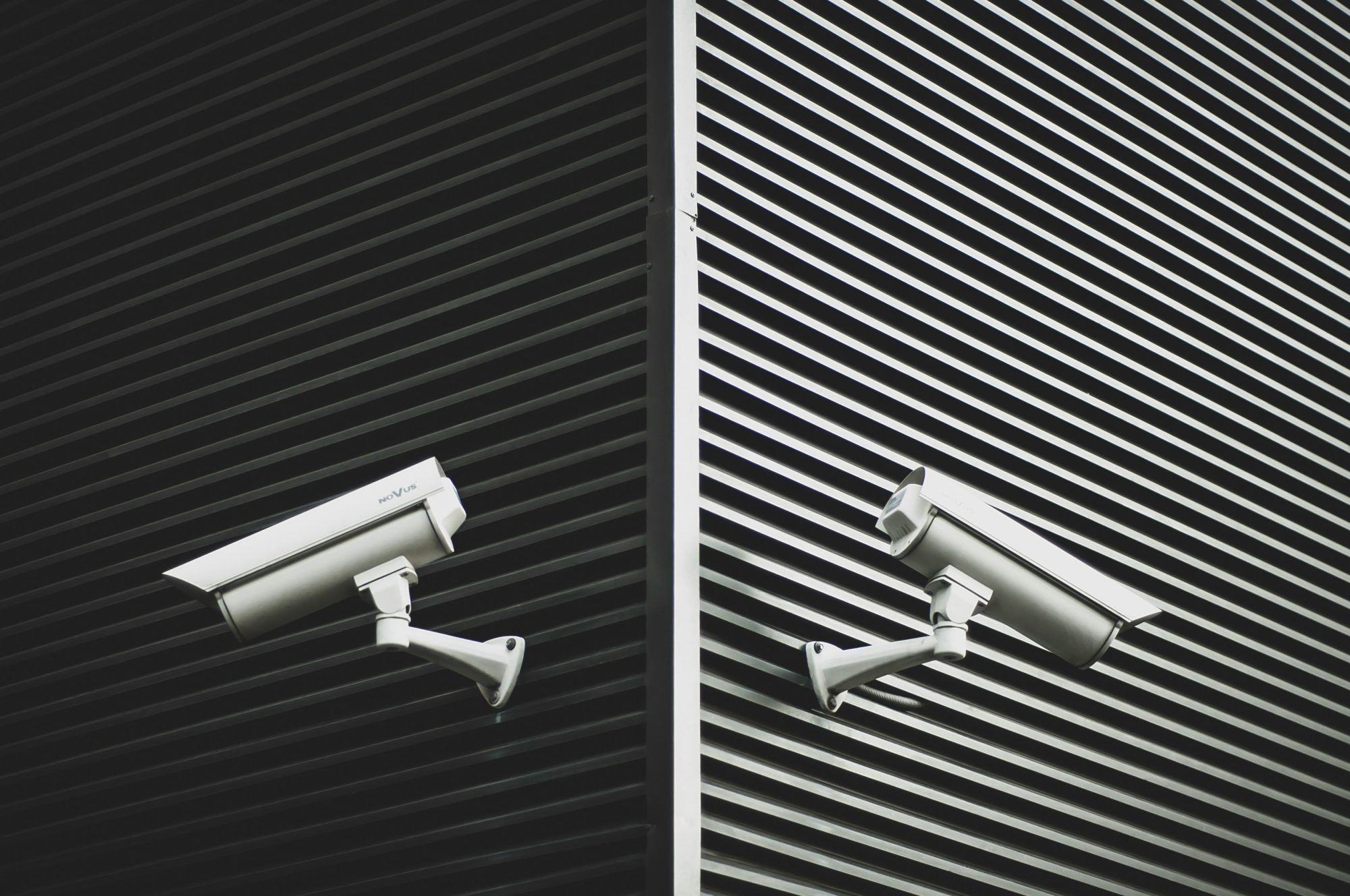 CCTV security cameras installed on a commercial building